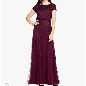 Adriana Poppell Women’s Short Sleeve Blouson Beaded Gown